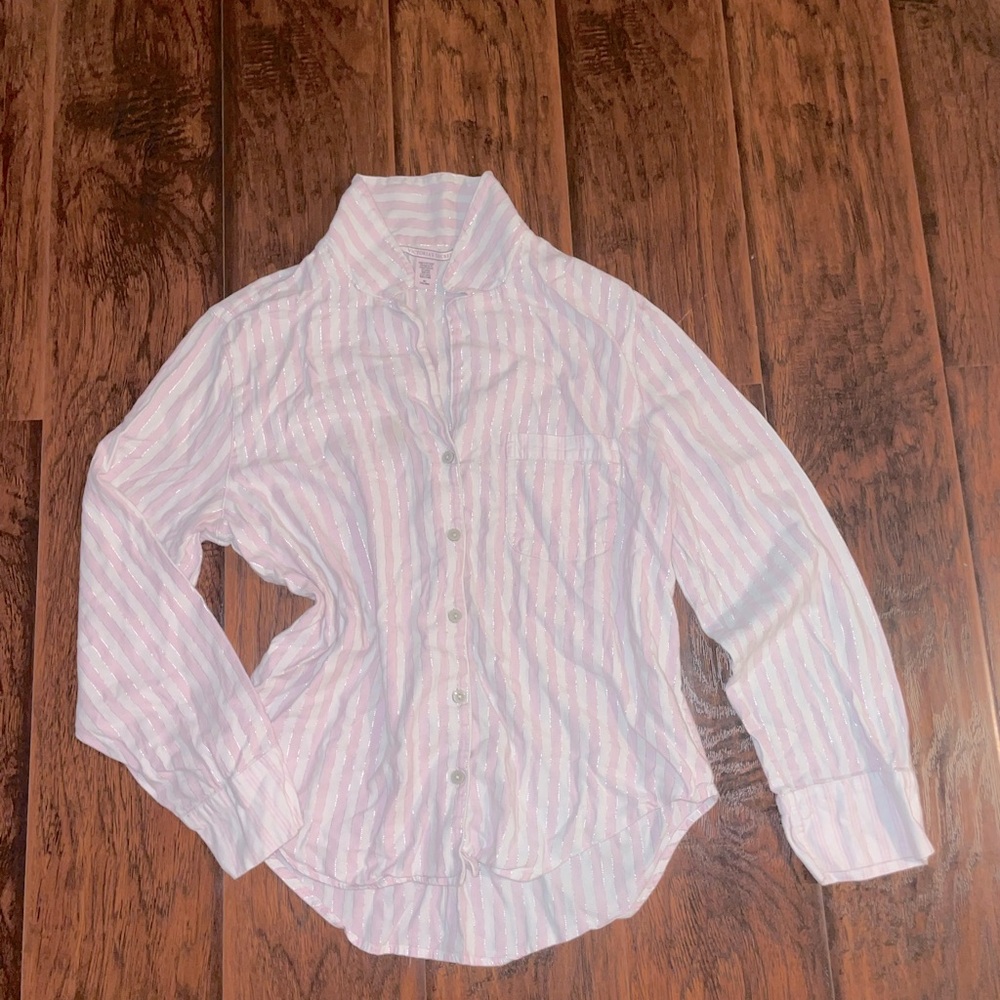 Victoria Secret Striped Button Up Shirt Long Sleeve Size